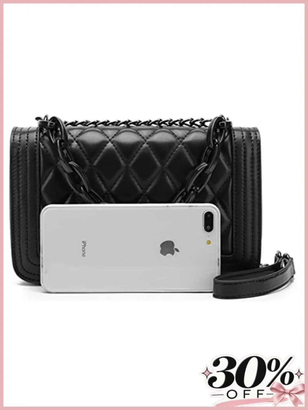Quilted Faux Leather Crossbody Bag Convertible Chain Strap Satchel